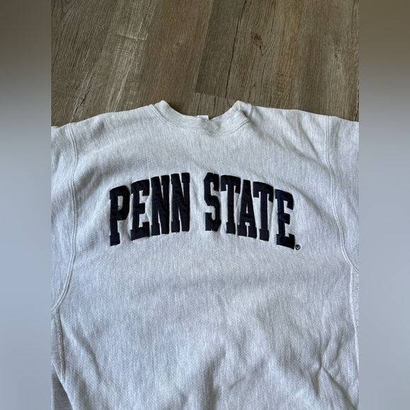 VTG Reverse Weave PENN STATE Sweatshirt Crewneck Embroidered Gray Blue Size S M - Picture 3 of 16